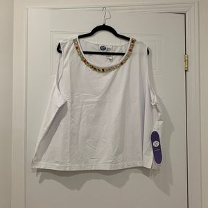 DG2 By Diane Gilman White Top With Beading